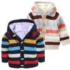 Chaîle de cardigan pour enfants Boy en bas âge pour enfant en coton rayé Cotton Girls Winter Cardigan Fleep liné en tricot chaud Vêtements LJ22752796