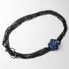 10strands Black Stone White White Water Water Pearl Netlace Micro Micro Zircon Blue Flower