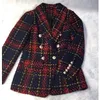 2018 Modelos de explosión de comercio exterior chaqueta femenina línea de tejido a cuadros chaqueta de traje cruzado de lana de tweed S18101304