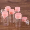 100 stuks 10 ml 22 * ​​50mm glazen flessen met roze plastic deksels kruidenkruiken parfum fles kunst ambachten