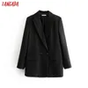 NXY Women 's Suit Tangada 여성 우아한 블루 더블 브레스트 재킷 디자이너 사무실 숙녀 블레이저 비즈니스 착용 TOPS DA47 22 1222