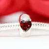 Autentico Pandora 925 Sterling Silver Charm Cuore rosso Solitario Clip adatto perline stile Europa per braccialetti che realizzano gioielli 799203C01