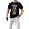 Hot Diamonds Bear T-shirt Hommes Été Nouvelle Technologie Lourde Haute Qualité Slim Casual Manches Courtes Mâle Streetwear Top Vêtements Noir Blanc M-5XL