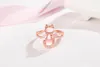 Koreansk stil Rosa Crystal Ring Kvinnors Diamond Ross Quartz Cat Ring Söt Öppet Mode