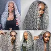 Virgin brazilian colored transparent hd front grey deep wave gray human hair frontal lace wigs for black women17228388358482