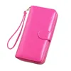 ワックススキン財布ロングジッパー携帯電話バッグ女性オイルスキンビッグマネークリップカードバッグ