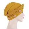 Beanie/Totenkopfkappen, Mützen, Mützen, solide Baumwolle, islamischer Turban, Goldperlen, Damen-Kopftuch, gedrehte Blumen, Hut, arabischer muslimischer Wickel, innere Hijabs, Dav