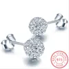 Cristal Ball Stud Brinco de Alta Qualidade 925 Sterling Silver Strass Bead Jóias 10mm 8mm 6mm para mulher