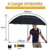 130 cm Top Qualité Hommes Pluie Femme Coupe-Vent Grand Paraguas Mâle Femmes Soleil 3 Floding Grand Parapluie En Plein Air Parapluie 210320