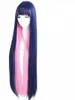 Long Straight Hair Blue Pink Women's Cosplay Wig