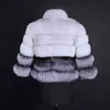 Women's Winter Fur Coat Real Leather Grass Short Genuine Stand Collar Thick Down Jacket Natural 211220