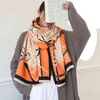 Floral Print Scarf for Women Warmer Winter Cashmere Pashmina Shawls Female Thick Blanket Wraps Foulard 220106