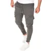 Mens Pants Streetwear Men Zip Up Pockets Long Casual Solid Color Trousers Slim Fit Sweatpants Skinny Joggers
