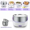 Mini Rice Cooker Termisk uppvärmning Elektrisk lunchlåda 2 lager Portabel Mat Steamer Matlagning Container Multifunktionell Lunchbox T200709