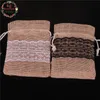 85x11cm 50Pcs Lace Natural Jute Burlap Drawstring Bag Jewelry Gift Candy Bag Home Decoration Wedding Party Decoration Supply T200330