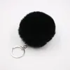 Flerfärgad 8 cm kaninpälsboll nyckelring Pom Pom plysch bilnyckelring Handväska Nyckelring Hänge Nyckelringar