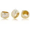 Anillos de boda Iced Out Baguette Cluster CZ Ring Anillo de oro blanco Joyería de lujo de moda para regalo para hombre