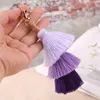 Kvinnor Färgglada flerlager Tasselväska Keychain Handgjorda Tassel Charm Key Ring Bag hänger Fashion Jewelry Will och Sandy Gift