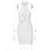 Sexig Cut Out Club Party Bandage Klänningar För Kvinnor Elegant Bodycon Skinny Mini Klänning Sommar Tight Short White Black Outfits 220311