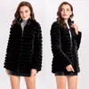 Doğal Mink Coats kadınlar kış gerçek kürk vizon ceket kadın gerçek kürk ceket kapşonlu siyah moda lüks kıyafetler bayanlar 201214