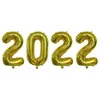 2022 Number Foil Balloons Festives Decor 32inch Rose Gold Digit Air Balloon Christmas Decoration Happy New Year 4pcs