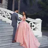 2021 New Dubai Arabic Ball Gown Wedding Dresses Blush Pink Off Shoulder Full Lace Appliques Crystal Beaded Plus Size Formal Bridal Gowns