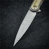 Högkvalitativ Damaskus kullager Flipper Folding Kniv VG10 Damascus Stålblad Tvåfärgat G10 + stålplåthandtag med ficklämma