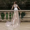 Vestidos de casamento de sereia exclusivos 2021 branco apliques champanhe tulle vestidos de noiva o pescoço ver através de vestidos nupciais vestido de noiva