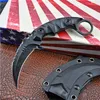 High Quality Outdoor Survival Tactical Fixed Blade Claw Knife D2 Black Stone Wash / Satin Blade Full Tang GRN Handle Karambit