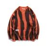 Autumn And Spring Men's Sweater Hole Zebra Pattern Fashion Casual Pullover Round Neck Personality Loose Long-sleeved Knitted Top1