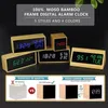 100% Bambu LED Alarm Clocks Temperatura Umidade Multifuncional Digital Snooze Relógio Voz Controle de Voz Sala de estar Decoração LJ200827