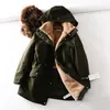 Winter Big Fur Collar Cotton Down Parka voor vrouwen Lang Army Green Black Down Jacket Slim Plus Size Warm Coat Vrouw 201125