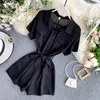 Gagaok Ofis Lady 2020 Kadın Playsuits Yaz Yeni Katı Cepler Ince Casual Basit Vahşi Kadın Moda Kore Tulumlar T200704