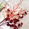 Simulering oncidium 4 gaffel elegant dynamisk dekorativa blommor dansande orkidé hem blomma dekoration fotografi bröllop handcraft