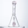 Beliebteste neueste Becher Bongöl Dab Rigs gemischte Farben Pink Purpur Blaugrün, Kopfschott Perc Glass Bongs 5 ​​mm Dicke Rauchwasserrohre 14mm Frauen Gelenk