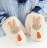 Cartoon mittens female winter warm rabbit hanging neck gloves plus velvet thickened student gloves GD1075