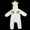 Småbarn nyfödda kläder baby tjejer tecknad horn hooded romper spädbarn zipper jumpsuit kläder 10st / set m3289