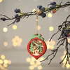 Natal iluminado ornamento de madeira oco glitter pingente pingente de árvore de árvore árvore árvore estrela em forma de pingente com luz LED atacado