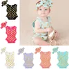 Summer Newborn Baby Rompers Sleeveless Dot Cotton Toddler Jumpsuits with headbands 2pcs/set Girls Infants Bodysuits Clothes M4058