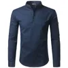 Chemise blanche hommes retroussés manches hommes chemises habillées coupe ajustée coton lin homme chemise décontracté Henley chemise Camisa Masculina C1210