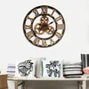 40/60 / 80cm Rétro Vintage Main Grande Horloge Murale De Luxe 3D À La Main En Bois Tenture Horloge Salon Décoration Cadeau T200601