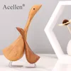 Trä Swan Goose Modell Heminredning Tillbehör Ornament Animal Figurines Skrivbord Dekor Display Trä Handgjorda Hantverk Gåvor Toys T200709