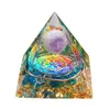 Orgonite Pyramid Decor Energie Generator Amethist Peridot Healing Crystal Sphere Reiki Chakra Bescherming Meditatie Figurines Craft Gift