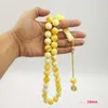 Dust Ambers Rosenkranz Großer Mann Größe Gold Tasbih 33 Harz Gelb Tasbih Goldene Metallquasten Islam Armbänder Muslim Besonderes Geschenk Y200730