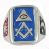 Mannen Rood Blue Moon Sun Religious Evil Eye Masons Fraternity Freemason Masonic Rings Compass and Square Without G Sieraden voor Gift