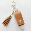 Skórzany Sanitizer Breloki 30ml Butelka PU Case Tassel Keyring Travel Butelka Refillable Container Flip Bottle Carrier Girls Gifts DW6201