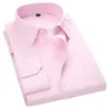Homens de business casual manga longa slim cabine camisa sarja sólida cor macho camisa social preto branco branco roxo roxo verde rosa 4xl c1210