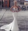 Gorgeous Beaded Syrenki Suknie ślubne z odłączanym pociągiem V Neck Cekiną Suknie Ślubne Plus Size Satin Robe de Mariée