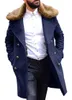 Męski okopa płaszcza męskie płaszcze płaszcze męskie męskie płaszcz biznesowy futra kołnierz multi-buttotan men kurtka punkowa zimowa moda mody płaszcz plus rozmiar płaszcz