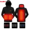 SNOWWOLF Men Winter Outdoor Heated Jacket Battery Heating Hooded Electric Jacket Thermal Hiking Camping heated vest jacket Coat 201128